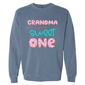 Grandma of Sweet One First Birthday Matching Family Donut Garment-Dyed Sweatshirt