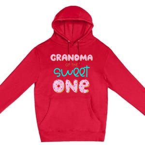 Grandma of Sweet One First Birthday Matching Family Donut Premium Pullover Hoodie