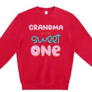 Grandma of Sweet One First Birthday Matching Family Donut Premium Crewneck Sweatshirt