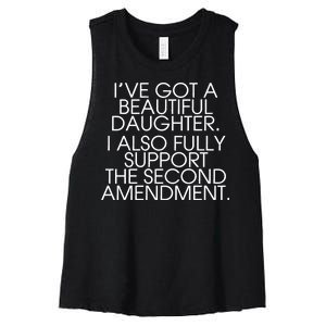 Got A Beautiful Daughter Support The Second Amendment Women's Racerback Cropped Tank