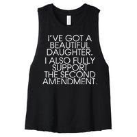 Got A Beautiful Daughter Support The Second Amendment Women's Racerback Cropped Tank