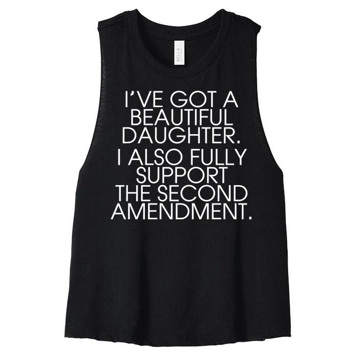 Got A Beautiful Daughter Support The Second Amendment Women's Racerback Cropped Tank