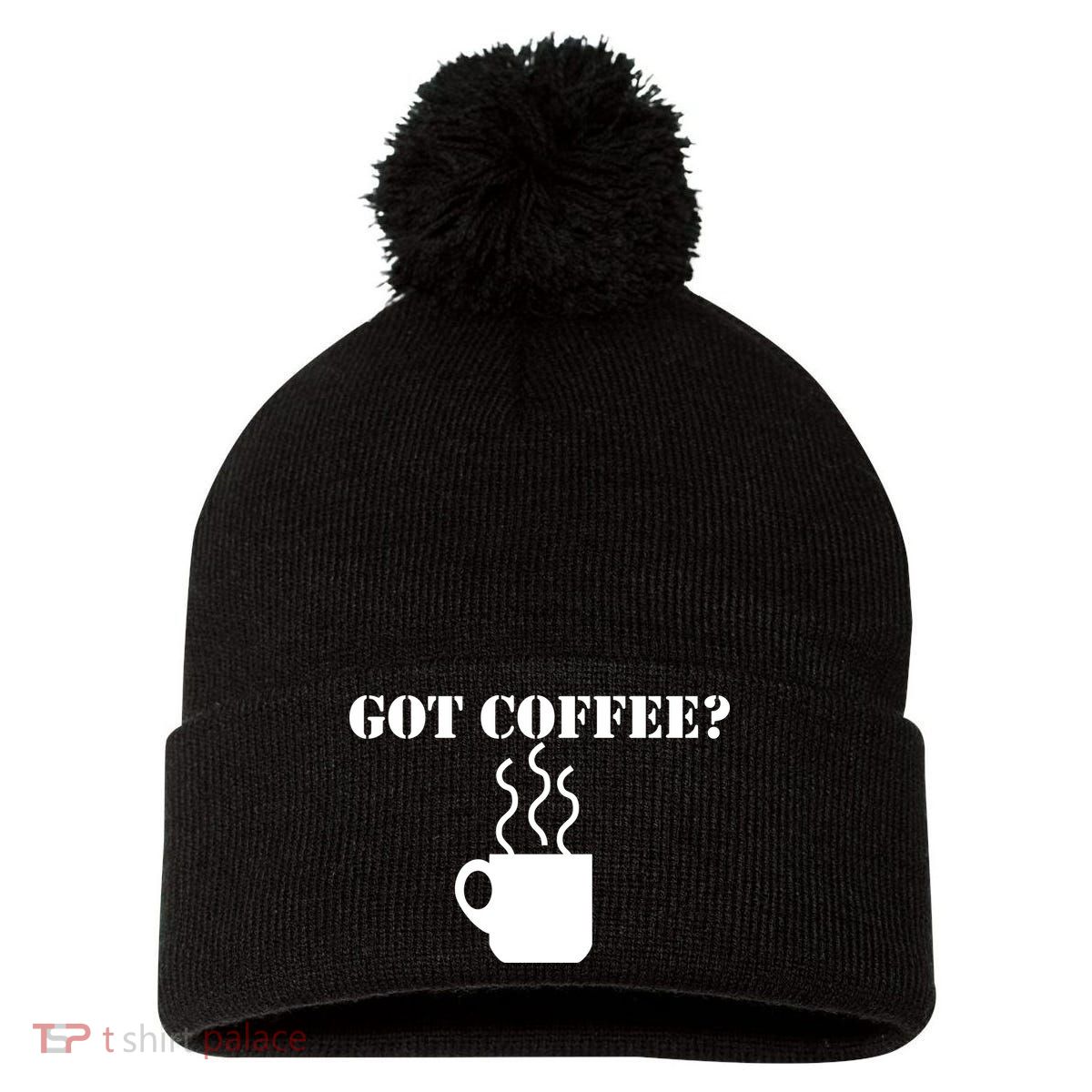 Got Coffee? Pom Pom 12in Knit Beanie