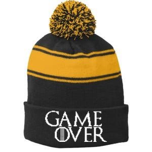 GOT Game Over Pixel  Stripe Pom Pom Beanie