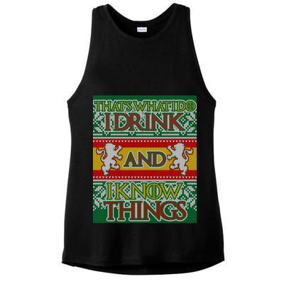 GOT I Drink and I Know Things Ugly Christmas Ladies PosiCharge Tri-Blend Wicking Tank