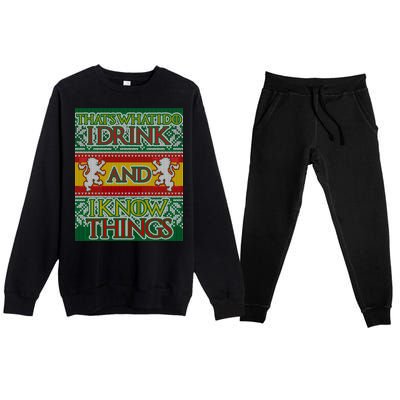 GOT I Drink and I Know Things Ugly Christmas Premium Crewneck Sweatsuit Set