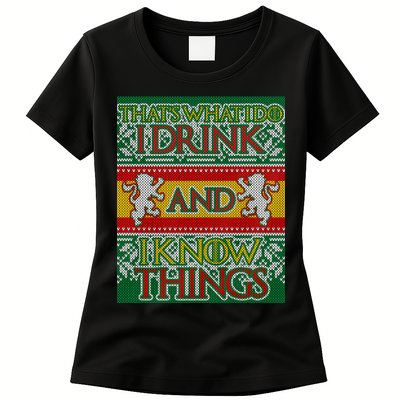 GOT I Drink and I Know Things Ugly Christmas Womens T-Shirt