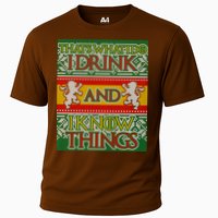 GOT I Drink and I Know Things Ugly Christmas Cooling Performance Crew T-Shirt