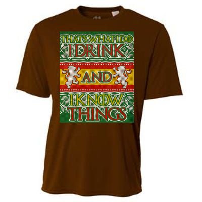 GOT I Drink and I Know Things Ugly Christmas Cooling Performance Crew T-Shirt