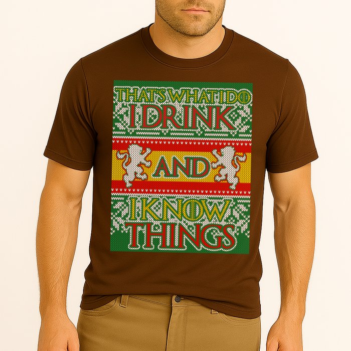 GOT I Drink and I Know Things Ugly Christmas Cooling Performance Crew T-Shirt