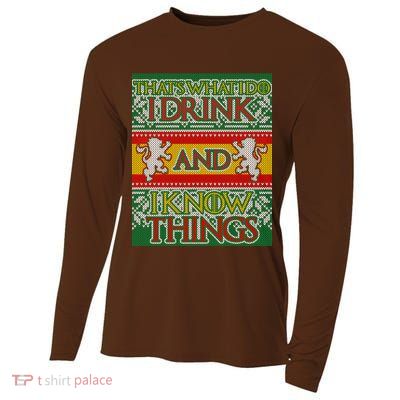 GOT I Drink and I Know Things Ugly Christmas Cooling Performance Long Sleeve Crew