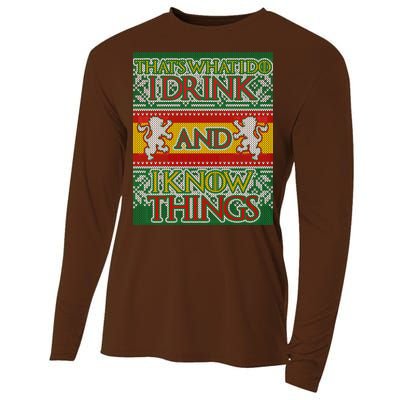 GOT I Drink and I Know Things Ugly Christmas Cooling Performance Long Sleeve Crew