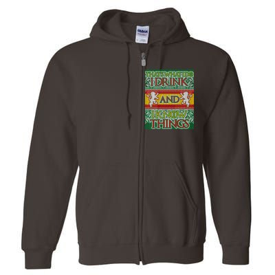 GOT I Drink and I Know Things Ugly Christmas Full Zip Hoodie