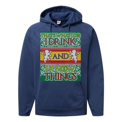 GOT I Drink and I Know Things Ugly Christmas Performance Fleece Hoodie