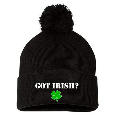 Got Irish? Cloverleaf Pom Pom 12in Knit Beanie