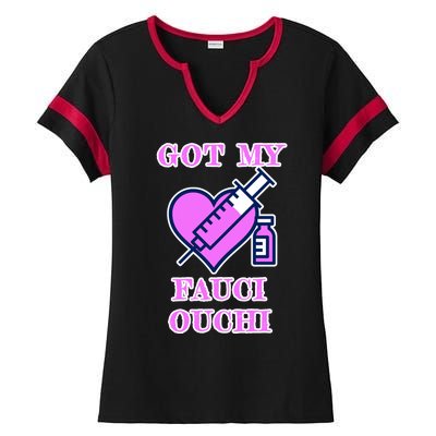 Got My Fauci Ouchi Vaccine Shot Vaccinated Ladies Halftime Notch Neck Tee