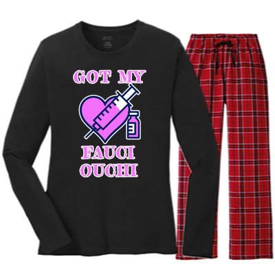 Got My Fauci Ouchi Vaccine Shot Vaccinated Women's Long Sleeve Flannel Pajama Set 