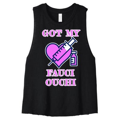 Got My Fauci Ouchi Vaccine Shot Vaccinated Women's Racerback Cropped Tank