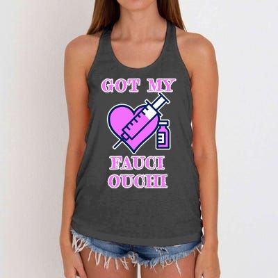 Got My Fauci Ouchi Vaccine Shot Vaccinated Women's Knotted Racerback Tank