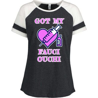 Got My Fauci Ouchi Vaccine Shot Vaccinated Enza Ladies Jersey Colorblock Tee