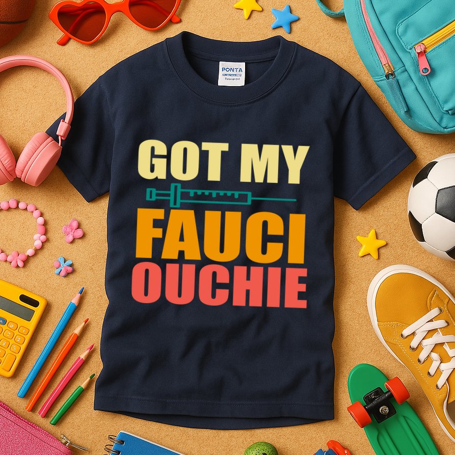 Got My Fauci Ouchie Funny Vaccine Shot Kids T-Shirt
