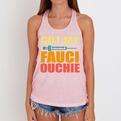 Got My Fauci Ouchie Funny Vaccine Shot Women's Knotted Racerback Tank