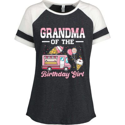 Grandma Of The Birthday Girl Ice Cream Truck Bday Enza Ladies Jersey Colorblock Tee