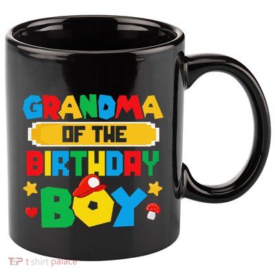 Grandma Of The Birthday Boy Game Gaming Family Matching 11oz C Handle Ceramic Mug