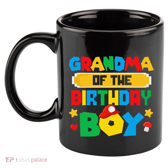 Grandma Of The Birthday Boy Game Gaming Family Matching 11oz C Handle Ceramic Mug