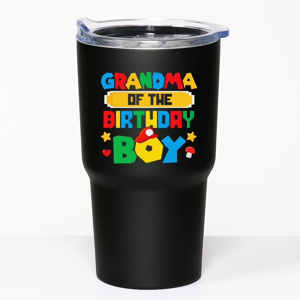 Grandma Of The Birthday Boy Game Gaming Family Matching Tumbler