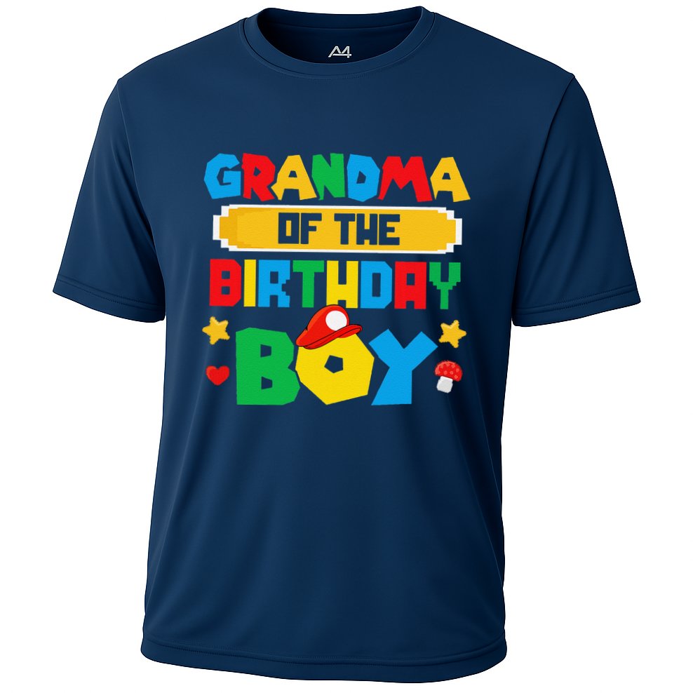 Grandma Of The Birthday Boy Game Gaming Family Matching Cooling Performance Crew T-Shirt