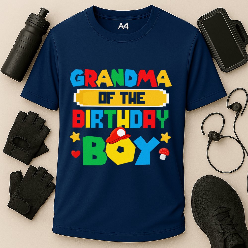 Grandma Of The Birthday Boy Game Gaming Family Matching Cooling Performance Crew T-Shirt