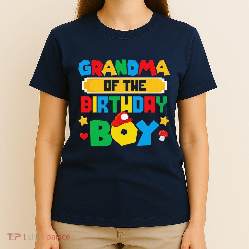 Grandma Of The Birthday Boy Game Gaming Family Matching T-Shirt