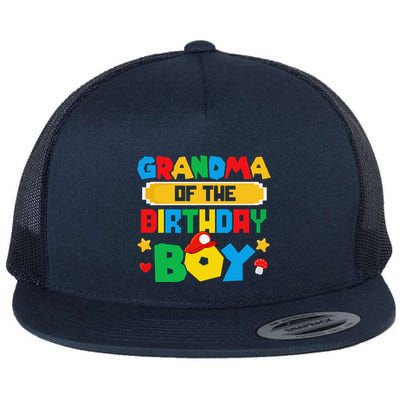Grandma Of The Birthday Boy Game Gaming Family Matching Flatbill Hat