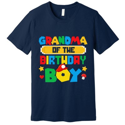 Grandma Of The Birthday Boy Game Gaming Family Matching Premium T-Shirt