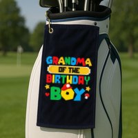 Grandma Of The Birthday Boy Game Gaming Family Matching Golf Towel