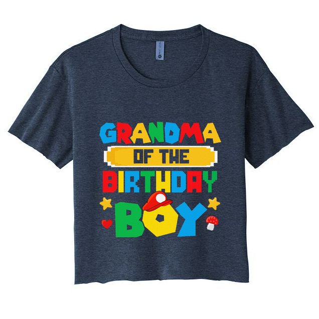 Grandma Of The Birthday Boy Game Gaming Family Matching Crop Top