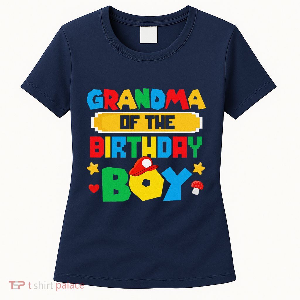 Grandma Of The Birthday Boy Game Gaming Family Matching Womens T-Shirt