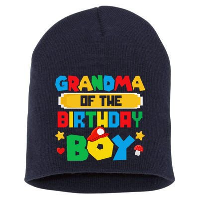 Grandma Of The Birthday Boy Game Gaming Family Matching Short Acrylic Beanie