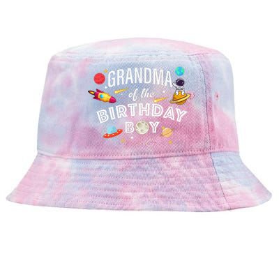 Grandma Of The Birthday Astronaut Space Theme Party Tie-Dyed Bucket Hat