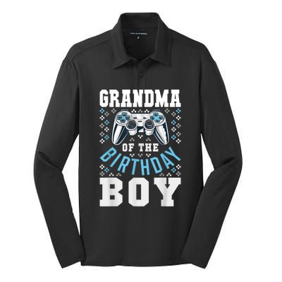 Grandma Of The Birthday Boy Matching Video Gamer Birthday Silk Touch Performance Long Sleeve Polo