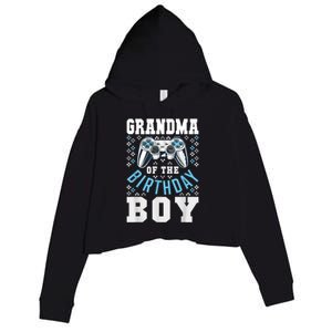 Grandma Of The Birthday Boy Matching Video Gamer Birthday Crop Fleece Hoodie