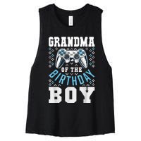 Grandma Of The Birthday Boy Matching Video Gamer Birthday Women's Racerback Cropped Tank