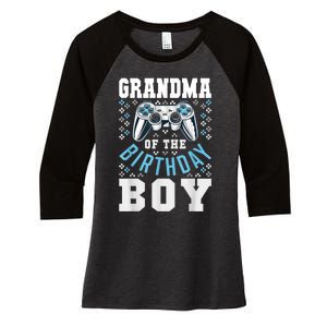 Grandma Of The Birthday Boy Matching Video Gamer Birthday Women's Tri-Blend 3/4-Sleeve Raglan Shirt