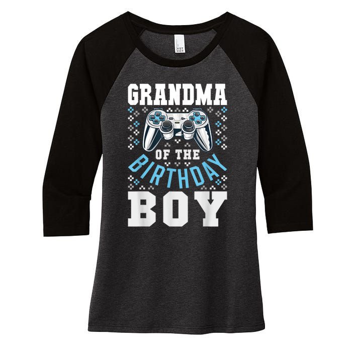 Grandma Of The Birthday Boy Matching Video Gamer Birthday Women's Tri-Blend 3/4-Sleeve Raglan Shirt