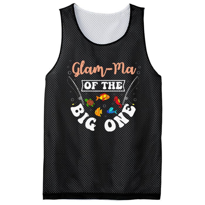 GlamMa Of The Big One Fishing Birthday Party Bday Mesh Reversible Basketball Jersey Tank