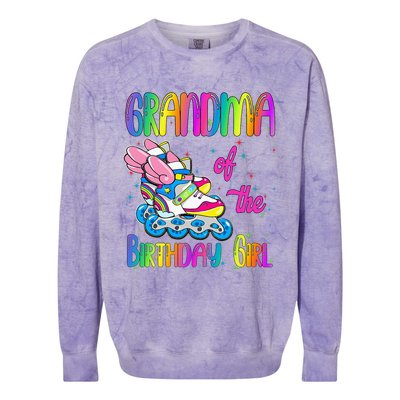 Grandma Of The Birthday Girl Rolling Skate Family Party Colorblast Crewneck Sweatshirt