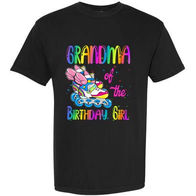 Grandma Of The Birthday Girl Rolling Skate Family Party Garment-Dyed Heavyweight T-Shirt