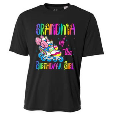 Grandma Of The Birthday Girl Rolling Skate Family Party Cooling Performance Crew T-Shirt