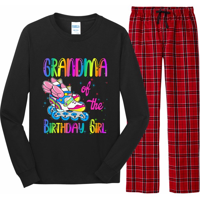 Grandma Of The Birthday Girl Rolling Skate Family Party Long Sleeve Pajama Set